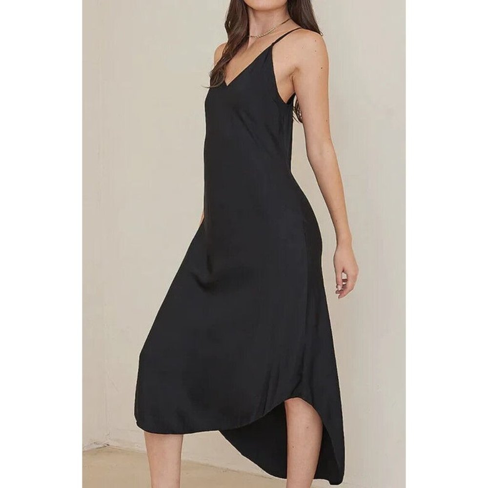 Bella Dahl Black Bias Cut Slip Dress L NWOT